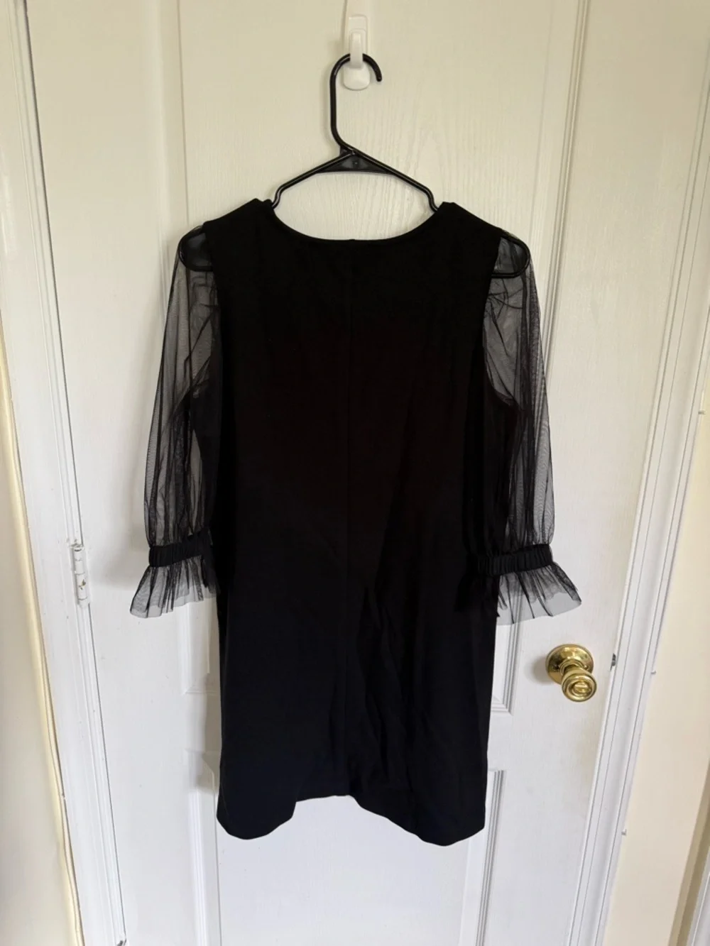 Marcella Bellerose Black Sheer Tulle Sleeve Mini Dress